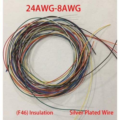 24AWG 1.1mm OD 22AWG 1.35mm OD Plastic F46 PTFE Insulation Silver Plated Copper Stranded Audio Cable Signal Line Earphone Wire