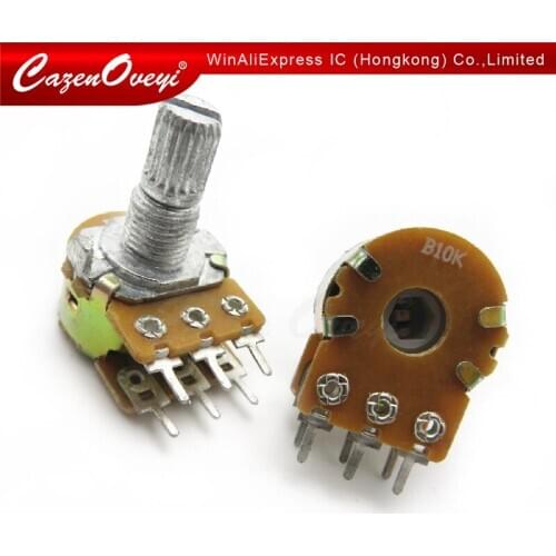 5pcs/lot B1K B2K B5K B10K B20K B50K B100K B500K B1M 6Pin Shaft WH148 Potentiometer 1K 2K 5K 10K 20K 50K 100K 500K 1M