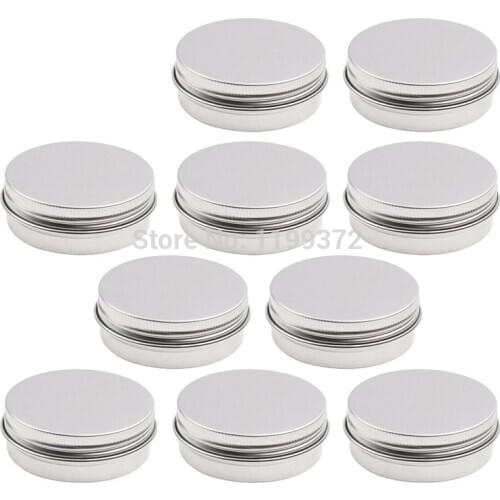 500pcs 5g Round Aluminum Cans Tins Storage Cream Cosmetic Pot Lip Balm Container Box Case Tin Jar Jars with Screw Lids Silver