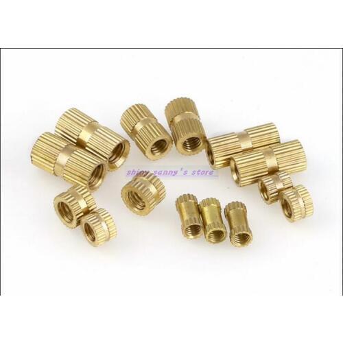 500pcs/Lot Metric Thread M2x4mm(L)-3.5mm(OD) Brass Knurl Nuts Embedded Parts Copper Knurl Nut Brand New