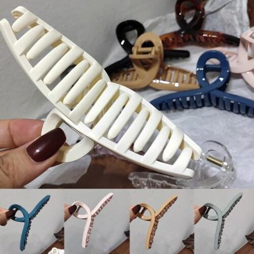 Acrylic Large Hair Claw Shiny Solid Color Geometric Jaw Clips Clamp Non Slip Strong Hold Makeup Ponytail Barrettes for Women Gi