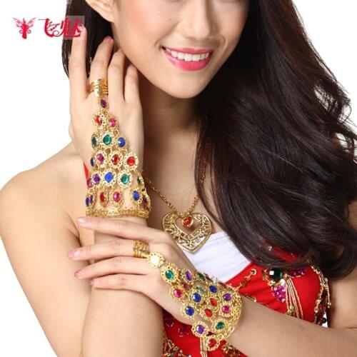 Indian belly dance costume accessories jewelry new womens latin dance gypsy diamond ring bracelet chain bracelets (single)