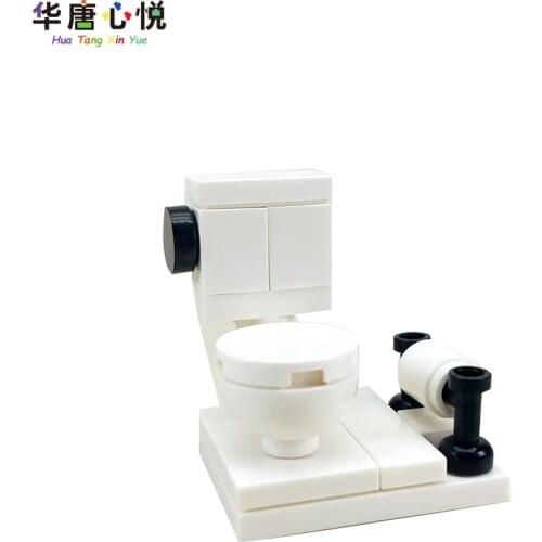 Creator City Bathroom Toilet Decoration Accessories Building Blocks Educational Toys Compatible With Cities Assembly Model Sets