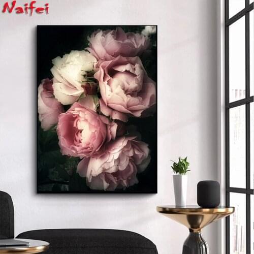 5d Diy Diamond Painting pink Peony Diamond Mosaic Flower Diamond Embroidery Sale Full Round Drill Cross Stitch Kits Decor