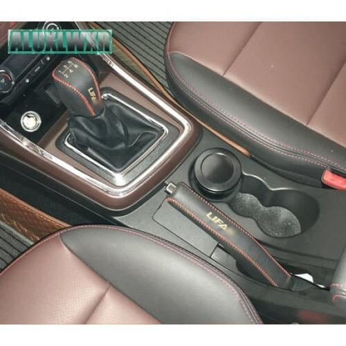 Automatic to Manual Gear Shift Collars Car Leather Gear Head Shift Knob Cover Handbrake Grip 2016-2018 for Lifan Marveii Myway