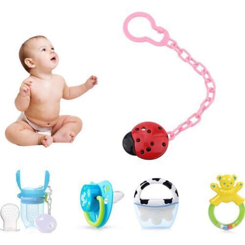 1pcs Cute Toddler Baby Infant Ladybug Dummy Shape Pacifier Clip Chain Holder Soother Nipple Holder Newborn Feeding Accessories