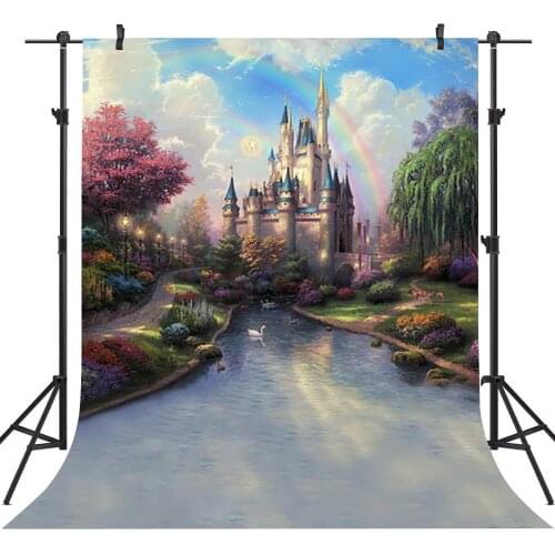 Princess castle girl birthday backdrop for photography backdrop spring scenery background for kids birthday party decoration