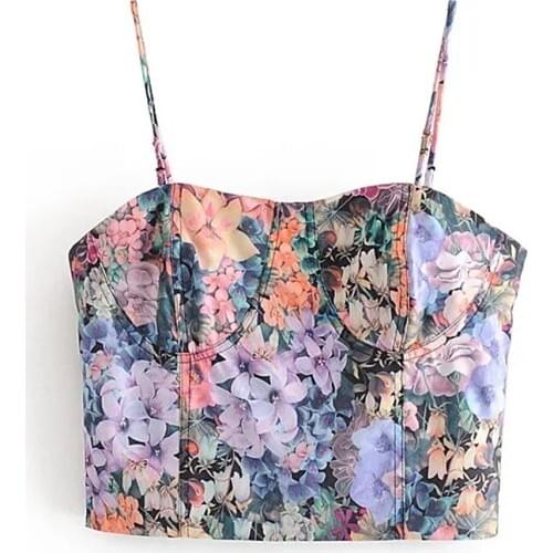 French Retro Style Sexy Women Bra Soft Printing Bralette Wireless Thin Lingerie Back Zipper Brassiere Ladies Underwear Bra Tops