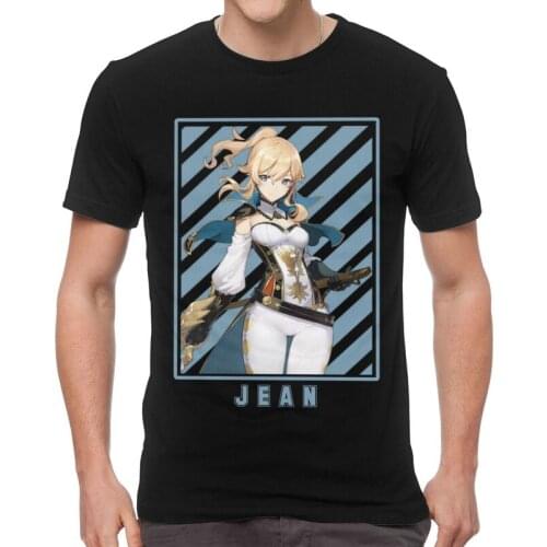 Jean Genshin Impact Anime T Shirt Men Short Sleeve Cotton T-shirt Game Tee Tops Streetwear Tshirts Gift Idea