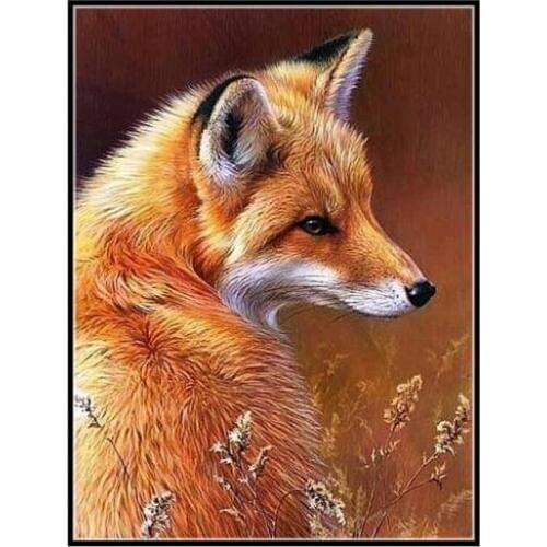 Oneroom Needles,DIY DMC 14CT Unprinted Cross Stitch, For Embroidery Kits,Yellow Fox Animal Counted Embroidery, Wall Deco Home