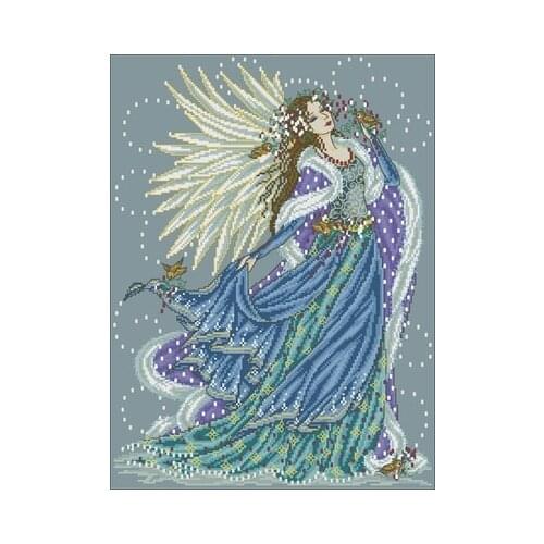 Joan Elliott-Christmas Angel counted 11CT 14CT 18CT 28CT sky blue fabric Cross Stitch embroidery needlework Sets home decor