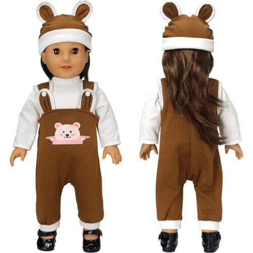 18" Girl Doll Overall Wear 43 Cm Baby Dolls Clothes Bear Rompers Toys Clothing