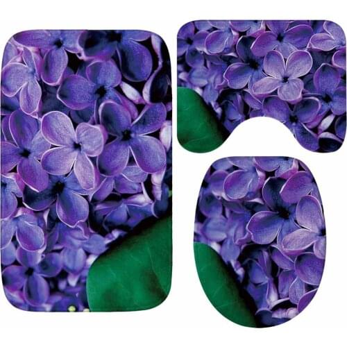 Modern Style Bath Mat Floral Pattern Printed Bathroom Carpet Set Shower Room Bath Mat Absorbing Toilet Rugs Bathroom Foot Mat