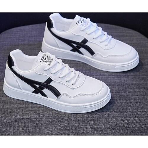 2021 New All Seasons Women Leather Casual Shoes Fashion Comfortable Girl Student Flat Skate Shoes Striped Sneakers 3 Colors