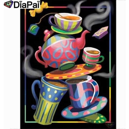 DIAPAI Diamond Painting "Colored tea set" DIY 5D Diamond Embroidery Sale Full Set Rhinestone Cross Stitch Home Decor A26233