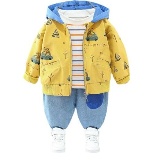 New Autumn Baby Boys Girls Clothes Children Fashion Hooded Jacket T-Shirt Pants 3Pcs/Sets Toddler Casual Costume Kids Tracksuits