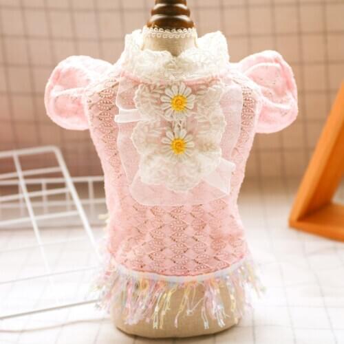Small Dog Clothes Lace Dress Cat Puppy Yorkie Clothing Poodle Bichon Pomeranian Schnauzer Pet Dress Princess Skirt Costumes