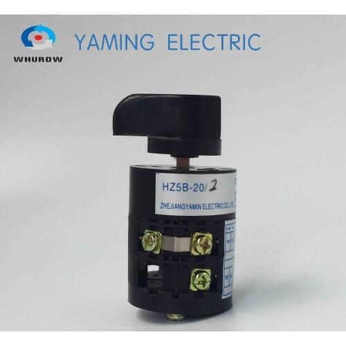 HZ5B series electric motor reversing switch on/off/on switch 20A 2phase changeover rotary cam switch