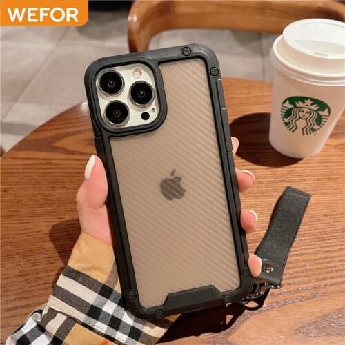 Carbon Fiber Shockproof Phone Case for iPhone 12 Pro Max Mini 11 Pro XS Max XR X 6 6S 7 8 Plus luxury Transparent Protect Cover