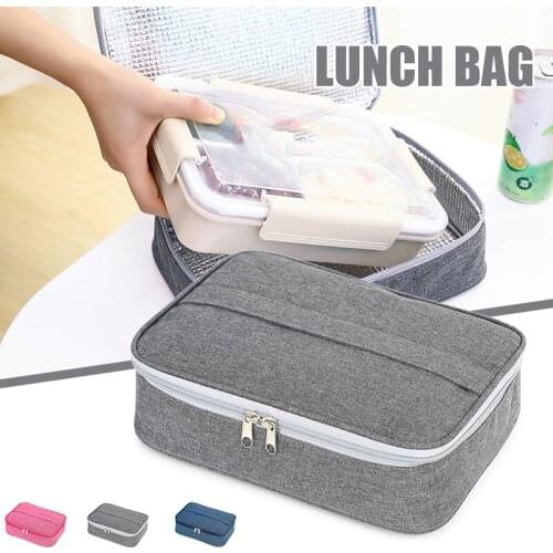 Rectangular Insulated Lunch Bag with Thickened Aluminium Foil and Handle Portable Soft Wearable Waterproof Picnic Bag LBE