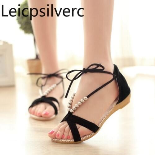 Womens Sandals summer new style fashion Cross-Strap Flat bottom Open toe Womens shoe plus size 35-40 women shoes
