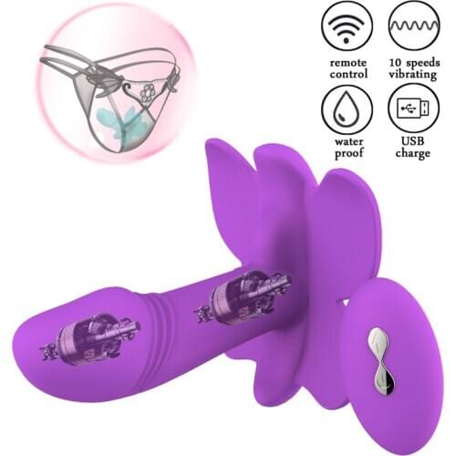 Silicone Invisible Wearable Vibrator Clitoris and G-Spot Stimulator Remote Control Vibrate Masturbation Dildo Toys for Adult