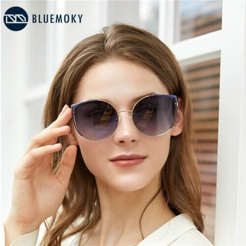 BLUEMOKY Vintage Cat Eye Sunglasses For Women Metal Frame Luxury Lady Driving UV400 Polarized Sun Glasses Shades 2020 With Box