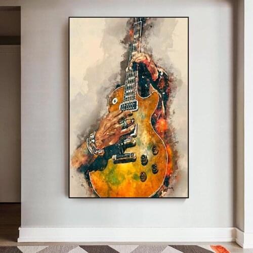 Modern Abstract Graffiti Guitars Posters and Prints Canvas Paintings Wall Art Pictures for Living Room Decor (No Frame)