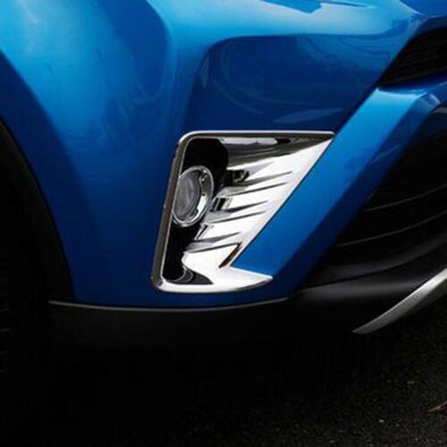 STYO Car ABS CHROME Front Rear Fog Light Lamp Cover Trim for RAV4 RAV-4 2016-2017