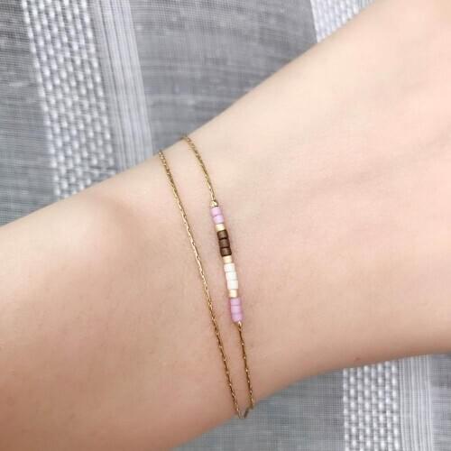 Miyuki Bracelets Women Thin 2-layer Delica MultiColor Beads Crystal Bracelet Adjustable Gold Link Chain Jewelry Gift