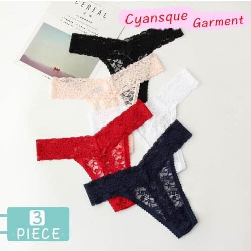 3 Pieces Female Panties Lace Sexy Lingerie Low Waist G-String Cotton Crotch Hot Soft Panty Lacy Lace New Underwear Woman S-XXL