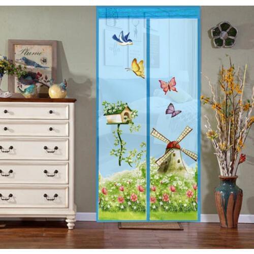 Windmill Butterfly Anti Mosquito Magnetic Door Screen Curtain Summer Mesh Net Drop Shipping