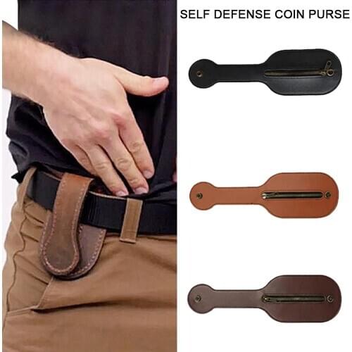 Vintage Men Leather Coin Purse Outdoor Utility Self-Defense Multi-Tool Wallet Women Coin Bag EDC Storage Bag