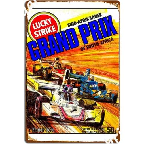 South Africa Vintage 1975 Grand Prix Auto Racing Print Metal Plaque Poster Custom Kitchen Plaques Tin Sign Poster