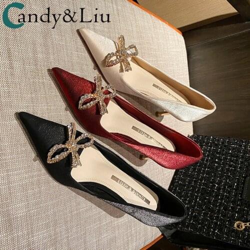 Pointed High Heels Womens Fine Heels Spring 2021 New Wedding Shoes Bridal Shoes Black Single Shoes 32-43 Yards