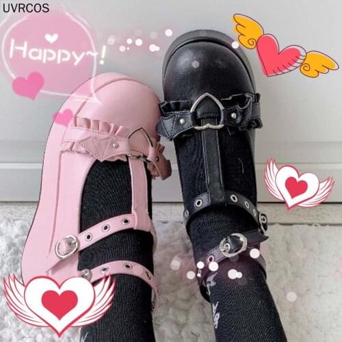 2021 Brand Girls Platform Wedges Angel Bat Marry Janes Pumps Buckle Womens Pumps New Cosplay Lolita Japanese Shoes Woman