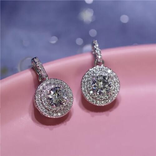 2020 Women Jewelry Solid 925 Sterling Silver Earrings Dazzling Zircon Charms Sweet Ear Stud Wedding Party Christmas Gift