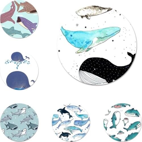 58mm Ocean Whale Sharks fish Icons Pins Badge Decoration Brooches Metal Badges For Backpack Decoration