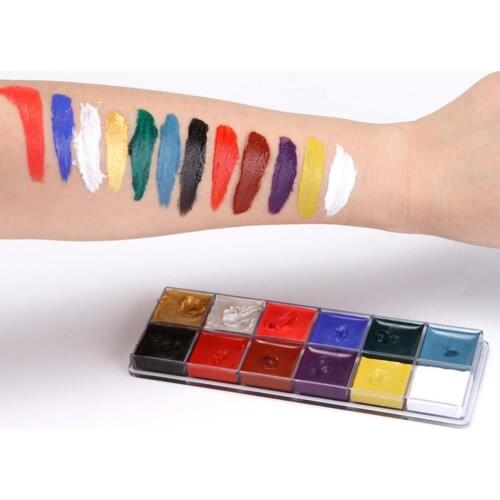 12 Colors Face Body Paint Art Fancy Dress Beauty Makeup Oil Painting Tattoo Makeup Cosmetic Halloween Cosplay Party Pigment