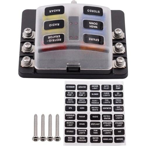 12V 32V Blade Fuse Box Holder 6 Ways Modified Fuse Box Terminal Block With LED Warning Light For Car Boat Trike Motorcycle