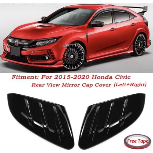 2pcs Car Side Door Rear View Mirror Cover Cap Add-on For Honda For Civic 2015-2020 Car Rearview Mirror Cap Covers