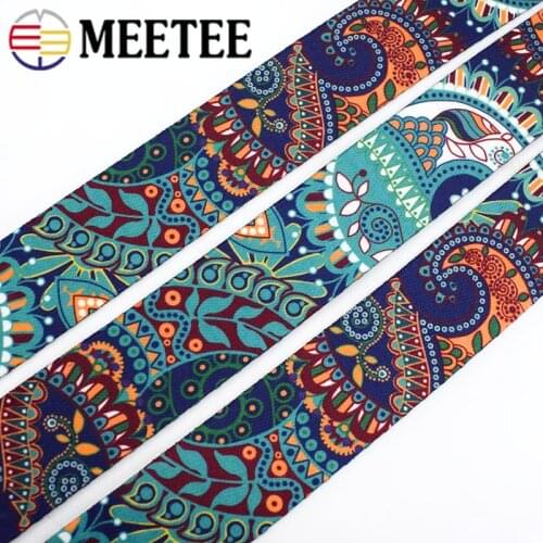 3/5Meters 38mm Polyester 1mm Thick Ethnic Printed Webbings Tapes Bag Strap Belt Ribbons for DIY Bias Binding Sewing Accessories