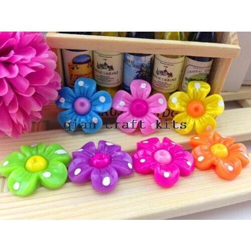 60pcs Cabochons Resin Flowers sunflower Rose polka dots Mixed Lot Flatback Flat Backs DIY Supplies, Decoden Candy Kawaii