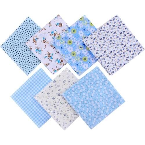 7Pcs 25*25cm Colourful Cotton Fabric Floral Cloth Sewing Patchwork Assorted Pre Cut Square Bundle DIY Handmade Craft Material