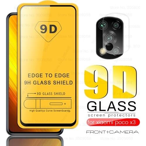 Pocox3 glass steklo 9d full glue protective glass for xiaomi pocophone poco x3 x 3 pocophonex3 2020 6.67'' phone camera len film