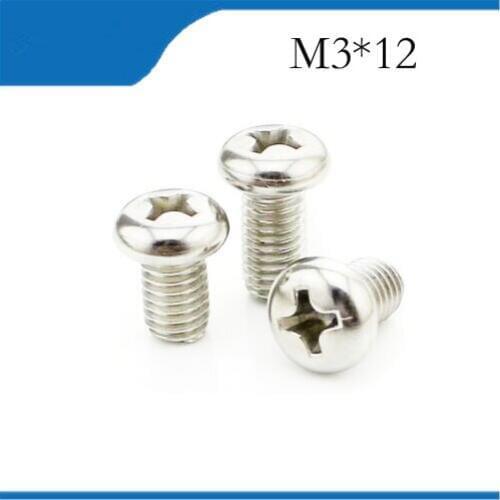 Free Shipping M3X12 304 Stainless Steel Pan Head Screw Socket Recessed Raised Cheese Head Pan Round Head Cross Recessed Screw