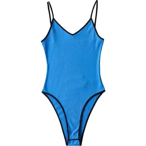2021 summer Women Bodysuit v neck Adjustable Strap Leotard Sling halter Siamese Rompers Knit Onesies fashion Bustier Siamese