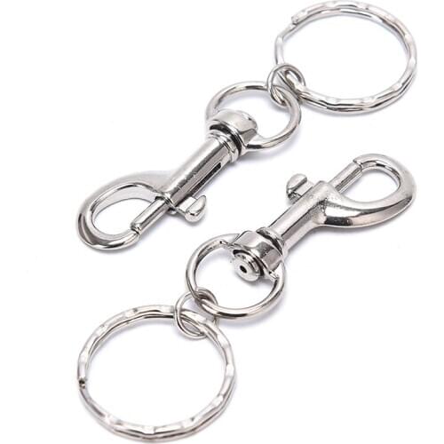 10pcs/lot 25mm Key Ring Keychain Key Hook Personalized Swivel Lobster Clasp Chain For Bag Accessories