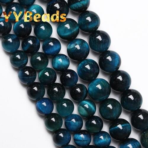 5A Natural Blue Tiger Eye Stone Beads Round Loose Beads For Jewelry Making DIY Bracelet Necklace Accessories 4mm-14mm 15" Strand