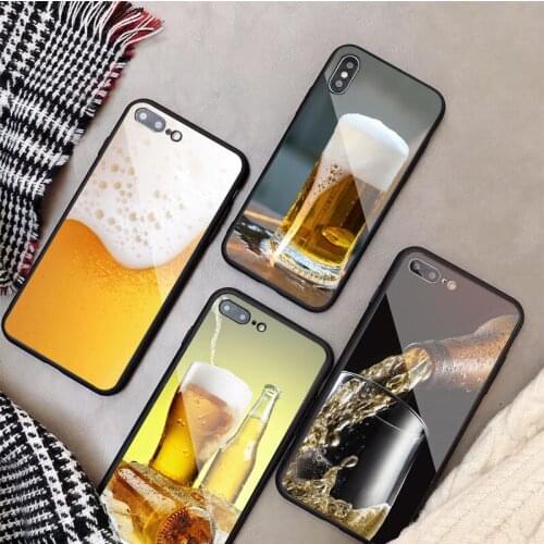 Beer Bubble Tempered Glass Phone Case For iphone 12 11 Pro Max 5 6 7 8 PLUS X XS XR XSMax Shell